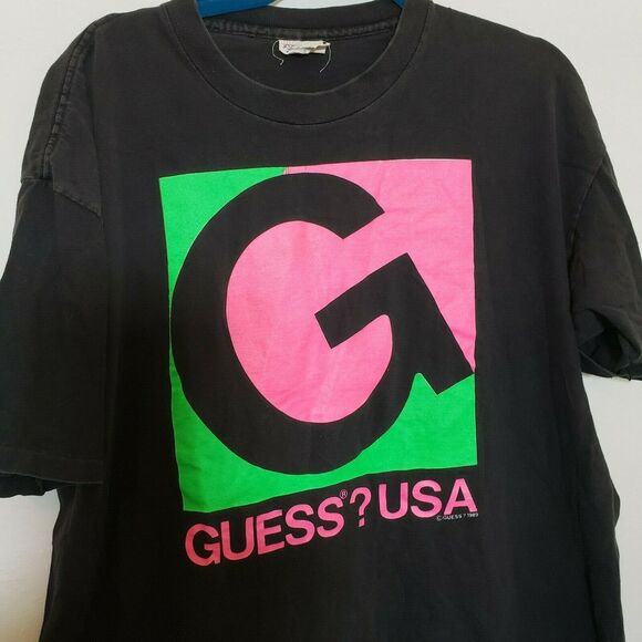Vintage 1989 GUESS? USA Graphic T shirt Men's Single Stitch - Picture 6 of 7